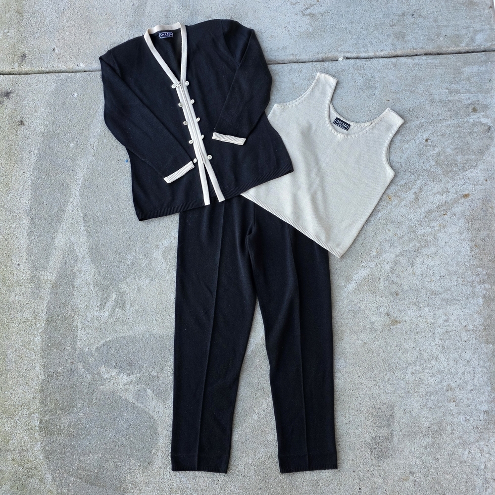 Vintage DYLANI Knitwear 3-Piece Cardigan Tank Pants Set – Size M
